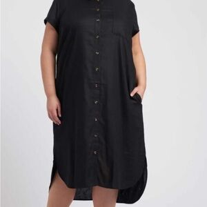 Universal Standard Dune Linen Dress Black S (16)